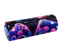 VAPOKF Gamepad luminosi Joystick da gioco in pelle PU barile penna astuccio portamonete borsa cosmetica borsa per il trucco per studenti cancelleria scuola lavoro ufficio archiviazione, Multi,