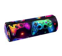 VAPOKF Gamepad luminosi Joystick da gioco in pelle PU barile penna astuccio portamonete borsa cosmetica borsa per il trucco per studenti cancelleria scuola lavoro ufficio archiviazione, Multi,