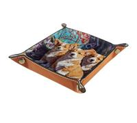 VAPOKF Graffiti Corgi - Vassoio portatile per dadi in pelle di microfibra, per giochi di ruolo e giochi di ruolo, giochi da tavolo o chiavi del telefono desktop, 20,5 x 20,5 cm