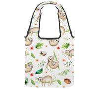 VAPOKF Graziosa borsa a tracolla in tela con bradipo che si arrampica e rami, da donna, grande, riutilizzabile, borsa a tracolla per scuola, lavoro, ufficio, viaggi, shopping, casual