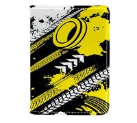 VAPOKF Grunge Moto Pneumatici Tracce Passaporto Titolare Viaggio Portafoglio In Pelle Custodia Per Carte Copertura, 11.5x16.5cm, Multi, 11.5x16.5cm/4.5x6.5 in, Vintage