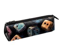 VAPOKF Grunge Old Dices Astuccio per cancelleria, astuccio per matite, cosmetici, borsa compatta con cerniera