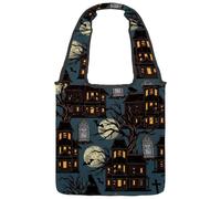 VAPOKF Halloween Haunted Houses Dead Tree Tombstone Canvas Tote Borse, Borse a tracolla da donna, grande borsa riutilizzabile per il trasporto borsa a tracolla per scuola, lavoro, ufficio, viaggi