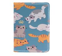 VAPOKF Happy Cute Cats Porta passaporto da viaggio in pelle porta carte di credito, 11,5 x 16,5 cm, Multi, 11.5x16.5cm/4.5x6.5 in, Vintage