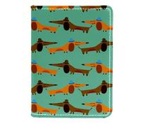 VAPOKF Happy Face, porta passaporto a forma di bassotto, da viaggio, in pelle, 11,5 x 16,5 cm, Multi, 11.5x16.5cm/4.5x6.5 in, Vintage