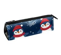 VAPOKF Happy Winter Penguins, astuccio per cancelleria, astuccio per matite, cosmetici, borsa compatta con cerniera