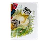 VAPOKF Hen and Cock in the Grass Porta passaporto Portafoglio da viaggio in pelle custodia per carte di credito, 11,5 x 16,5 cm, Multi, 11.5x16.5cm/4.5x6.5 in, Vintage