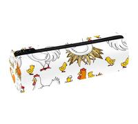 VAPOKF Hen Sits in Hay Nest e Pulcini Barile in Pelle Portapenne Astuccio Portamatite Portamonete Cosmetici Borsa per il Trucco per Studenti Cancelleria Scuola U, Multi, 20x6.3cm/7.9x2.5in, Astuccio