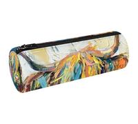 VAPOKF Highland Cow, Portapenne Astuccio in Tela con Pittura a Olio, Cose per la Scuola, per Penne, Matite, Portamonete, Cosmetici, per Studenti, Cancelleria, Ufficio, Multi, 20x6.3cm/7.9x2.5in