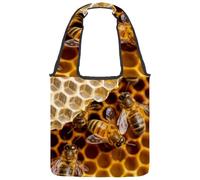 VAPOKF Honey Bee on the Honeycomb Canvas Tote Bags - Borsa a tracolla da donna, grande, riutilizzabile, per scuola, lavoro, ufficio, viaggi, shopping, stile casual