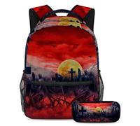 VAPOKF Horror Zombie Hands Out of Cemetery - Set di zaini per adolescenti, ragazze, ragazzi, bambini, zaino con astuccio per scuola elementare secondaria, Multi, Taglia unica, Set di zaini per la