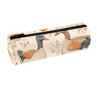 VAPOKF Indian Runner Ducks Florals Astuccio in pelle per penne e matite, portamonete, trousse per trucchi per studenti, cancelleria, scuola, ufficio