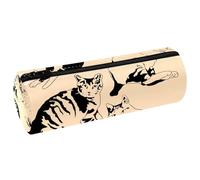 VAPOKF Lazy Cats - Astuccio in pelle per penne, matite, monete, cosmetici, cosmetici, cancelleria per studenti, scuola, ufficio, Multi, 20x6.3cm/7.9x2.5in, Astuccio per matite