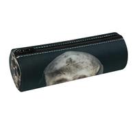 VAPOKF Leggi la testa umana teschio barile in pelle portapenne portamonete borsa cosmetica borsa per il trucco per studenti cancelleria scuola ufficio stoccaggio