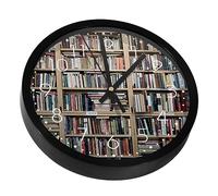VAPOKF Libreria libreria scuola biblioteca orologi da parete senza ticchettio, funzionamento a batteria, silenzioso orologio da parete per camera da letto, soggiorno, cucina, ufficio, decorazione