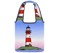 VAPOKF Lighthouse on the Sea - Borsa a tracolla da donna, grande, riutilizzabile, per scuola, lavoro, ufficio, viaggi, shopping, stile casual