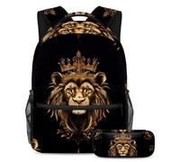 VAPOKF Lions King - Set di zaini per la scuola per adolescenti, ragazze, ragazzi, bambini, zaino per studenti, con astuccio per scuola elementare, secondaria, Multi, Taglia unica, Set di zaini per la