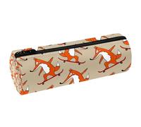 VAPOKF Little Fox - Astuccio in pelle a forma di skateboard, portapenne, portamonete, trousse per cosmetici, per studenti, cancelleria, scuola, ufficio, Multi, 20x6.3cm/7.9x2.5in, Astuccio per matite