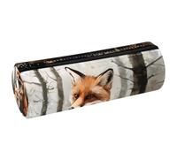 VAPOKF Little Fox - Astuccio per matite con stampa di cucciolo e madre, in pelle PU, per studenti, cancelleria per studenti, per donne, ragazze, ragazzi, bambini, scuola e ufficio, Multi, 20x6.3x6.3