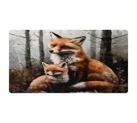 VAPOKF Little Fox - Tappeto da cucina con cucciolo di volpe e madre, antiscivolo, lavabile, assorbente, per cucina, corridoio, lavanderia