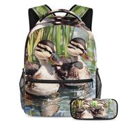 VAPOKF Little Indian Runner Ducks - Set di zaini per la scuola per adolescenti, ragazze, ragazzi, bambini, zaino con astuccio per scuola primaria secondaria, Multi, Taglia unica, Set di zaini per la