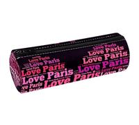 VAPOKF Love Paris - Astuccio portapenne in pelle ecologica in poliuretano, con scritta in inglese "Word of Heart", organizer per cancelleria per studenti, per donne, ragazze, ragazzi, bambini, scuola