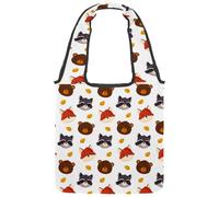 VAPOKF Lovely Bear Fox & Raccoon Head Pattern Canvas Tote Bags Donna Borse a Tracolla Grande Riutilizzabile Borsa a Tracolla per Scuola Lavoro Ufficio Viaggi Shopping Casual