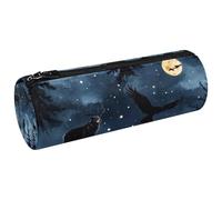 VAPOKF Night Forest Wild Animals Silhouette Canvas Pen Pencil Case Coin Purse Cosmetic Makeup Bag per studenti Cancelleria Scuola Ufficio Storage