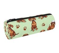 VAPOKF Paw Prints Bassotti con cappello penna astuccio portamonete cosmetici borsa trucco per studenti cancelleria scuola ufficio stoccaggio