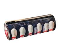 VAPOKF Perni da bowling ad acquerello in pelle barile portapenne portamonete borsa cosmetica borsa per il trucco per studenti cancelleria scuola ufficio stoccaggio