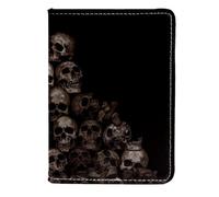 VAPOKF Pile of Skull and Bones Porta passaporto da viaggio in pelle porta carte di credito, 11,5 x 16,5 cm, Multi, 11.5x16.5cm/4.5x6.5 in, Vintage