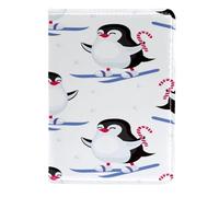 VAPOKF Pinguino che tiene il passaporto di caramelle di Natale titolare del passaporto del raccoglitore di viaggio della copertura di cuoio della cassa della carta di cuoio 11.5x16.5cm, Multi