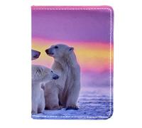 VAPOKF Polar Bear Family at Sunset porta passaporto da viaggio in pelle custodia per carte di credito, 11,5 x 16,5 cm, Multi, 11.5x16.5cm/4.5x6.5 in, Vintage