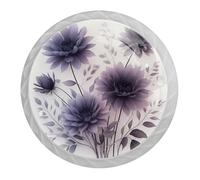 VAPOKF Pomelli per armadietti con magnolia viola per cassettiera, armadio, maniglie bianche, pomelli per armadio per mobili da cucina, decorazione per la casa