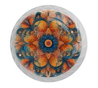 VAPOKF Pomelli per armadietti con mandala, di alta qualità, colore bianco, rotondi, con viti, per mobili da cucina e camera da letto, confezione da 4
