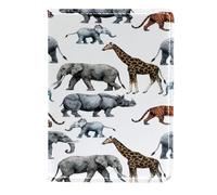 VAPOKF Porta passaporto da viaggio in pelle con giraffa, elefante, tigre, scimmia, rinoceronte, 11,5 x 16,5 cm, Multi, 11.5x16.5cm/4.5x6.5 in, Vintage