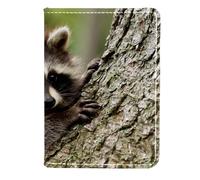 VAPOKF Porta passaporto da viaggio in pelle con procione che si arrampica sull'albero, 11,5 x 16,5 cm, Multi, 11.5x16.5cm/4.5x6.5 in, Vintage