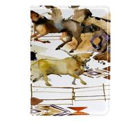 VAPOKF Porta passaporto tribale cowboy e cavallo che corre, portafoglio da viaggio in pelle, custodia per carte di credito, 11,5 x 16,5 cm, Multi, 11.5x16.5cm/4.5x6.5 in, Vintage