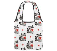 VAPOKF Raccoon Holding a Heart in His Hands, borsa a tracolla da donna, grande, riutilizzabile, borsa a tracolla per scuola, lavoro, ufficio, viaggi, shopping, casual