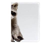 VAPOKF Raccoon Seduto su sfondo bianco Porta Passaporto Viaggio Portafoglio in Pelle Custodia per Carte 11.5x16.5cm, Multi, 11.5x16.5cm/4.5x6.5 in, Vintage