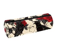 VAPOKF Ravens - Astuccio in pelle con teschio e rose, per penne, matite, monete, cosmetici, per studenti, cancelleria, scuola, ufficio