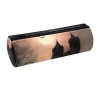 VAPOKF Ravens Before Broken Castle - Astuccio in pelle per penne, matite, monete, cosmetici, articoli di cancelleria per studenti, scuola, ufficio