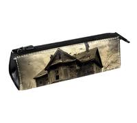 VAPOKF Ravens on Abandoned House, astuccio per cancelleria, astuccio per matite, cosmetici, borsa compatta con cerniera