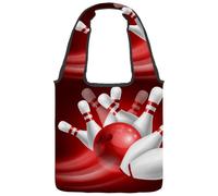 VAPOKF Red Bowling Ball Crash Canvas Tote Bags Donne Borse a Spalla Grande Riutilizzabile Borsa a Tracolla per Scuola Lavoro Ufficio Viaggi Shopping Casual