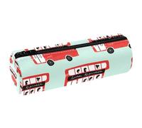 VAPOKF Red London - Astuccio in pelle a due piani con autobus, portapenne, portamonete, trousse per trucchi, cancelleria per studenti, scuola, ufficio, Multi, 20x6.3cm/7.9x2.5in, Astuccio per matite