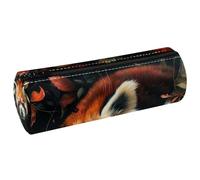 VAPOKF Red Panda - Astuccio in pelle con foglie autunnali per penne, matite, monete, cosmetici, articoli di cancelleria per studenti, scuola, ufficio, Multi, 20x6.3cm/7.9x2.5in, Astuccio per matite