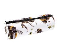 VAPOKF Ricamo api e fiori barile in pelle astuccio portapenne portamonete borsa trucco borsa per studenti cancelleria scuola ufficio stoccaggio, Multi, 20x6.3cm/7.9x2.5in, Astuccio per matite