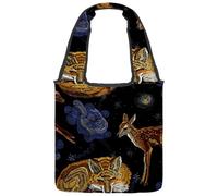 VAPOKF Ricamo volpe addormentata che corre cervo tote borse, borse a tracolla da donna, grande borsa a tracolla riutilizzabile per scuola, lavoro, ufficio, viaggi, shopping, casual