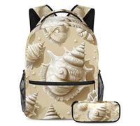 VAPOKF Sea Conch - Set di zaini per la scuola per adolescenti, ragazze, ragazzi, bambini, zaino per studenti, con astuccio per scuola primaria secondaria, Multi, Taglia unica, Set di zaini per la