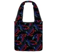 VAPOKF Sea Turtle in tela di colore psichedelico, borse a tracolla da donna, grande borsa riutilizzabile per il trasporto, borsa a tracolla per scuola, lavoro, ufficio, viaggi, shopping, casual